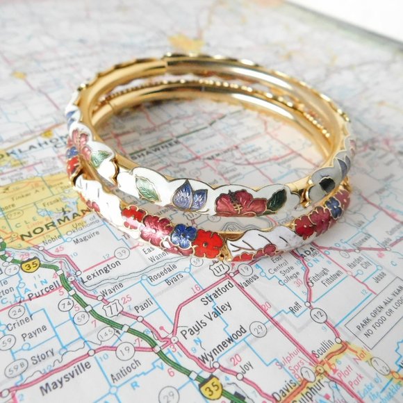 pair of enameled bangle bracelets - Picture 5 of 6